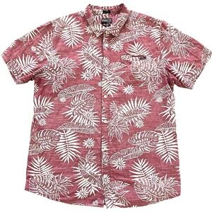 O'Neill Mens Work Shirt XL Maroon Classic Fit Short Sleeve Washed Look See Notes